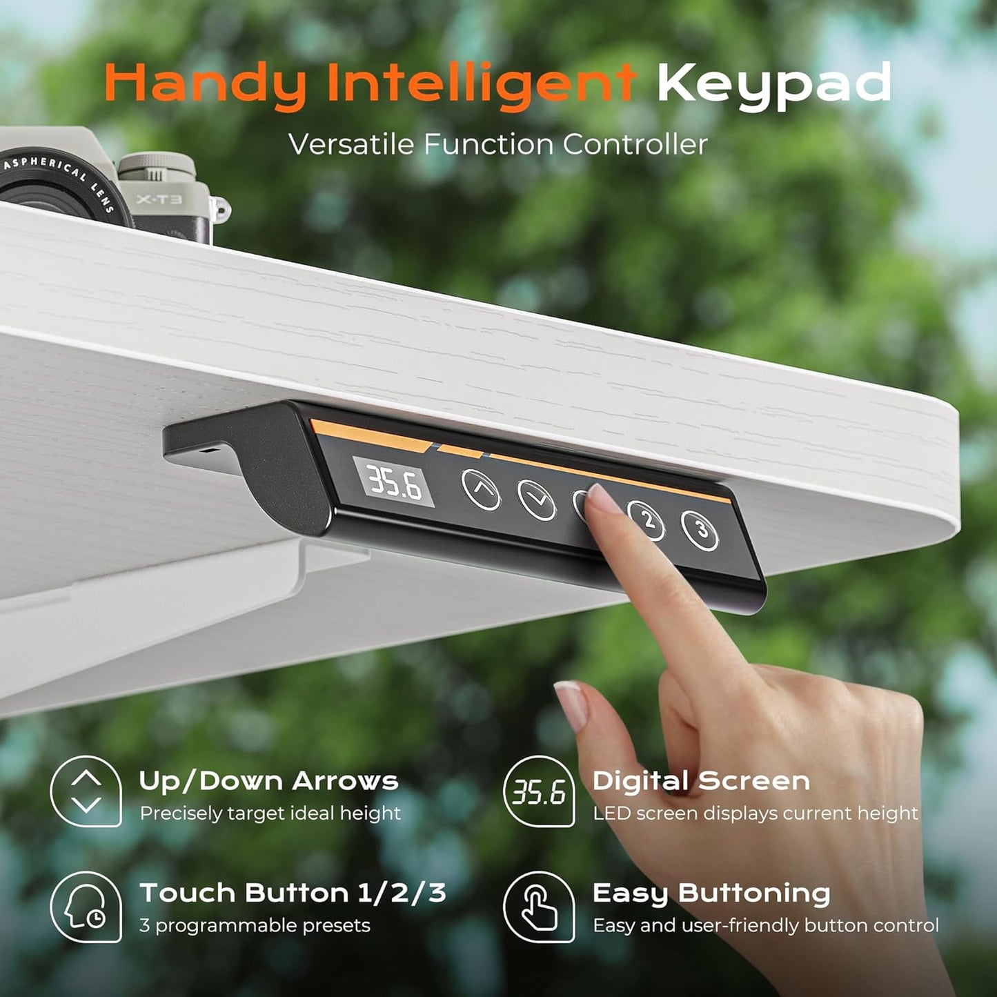 55" x 28" Large Electric Height Adjustable Standing Desk, 27.6" Deep Desktop, Ergonomic Gaming and Office Table with 2 Hooks and 3 Preset Heights, Ideal for Home Office, White