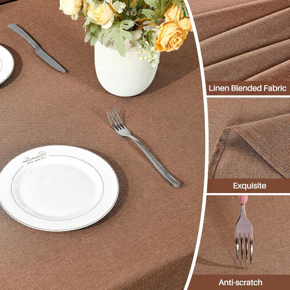 Textured Linen Table Cloth for Rectangle Tables - Coffee Tablecloths Rectangular Waterproof Wrinkle Free Wipeable Dining Table Cover for Spring Wedding Birthday Kitchen Decor, 52 X 70 Inch