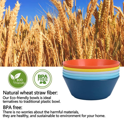 Unbreakable Large Cereal Bowls Set of 6, 32 Ounce Bpa-Free Microwave and Dishwasher Safe Salad Bowls, Stackable Color Kitchen Set for Serving, Soup, Oatmeal, Pasta, Noodles - 6 Colors