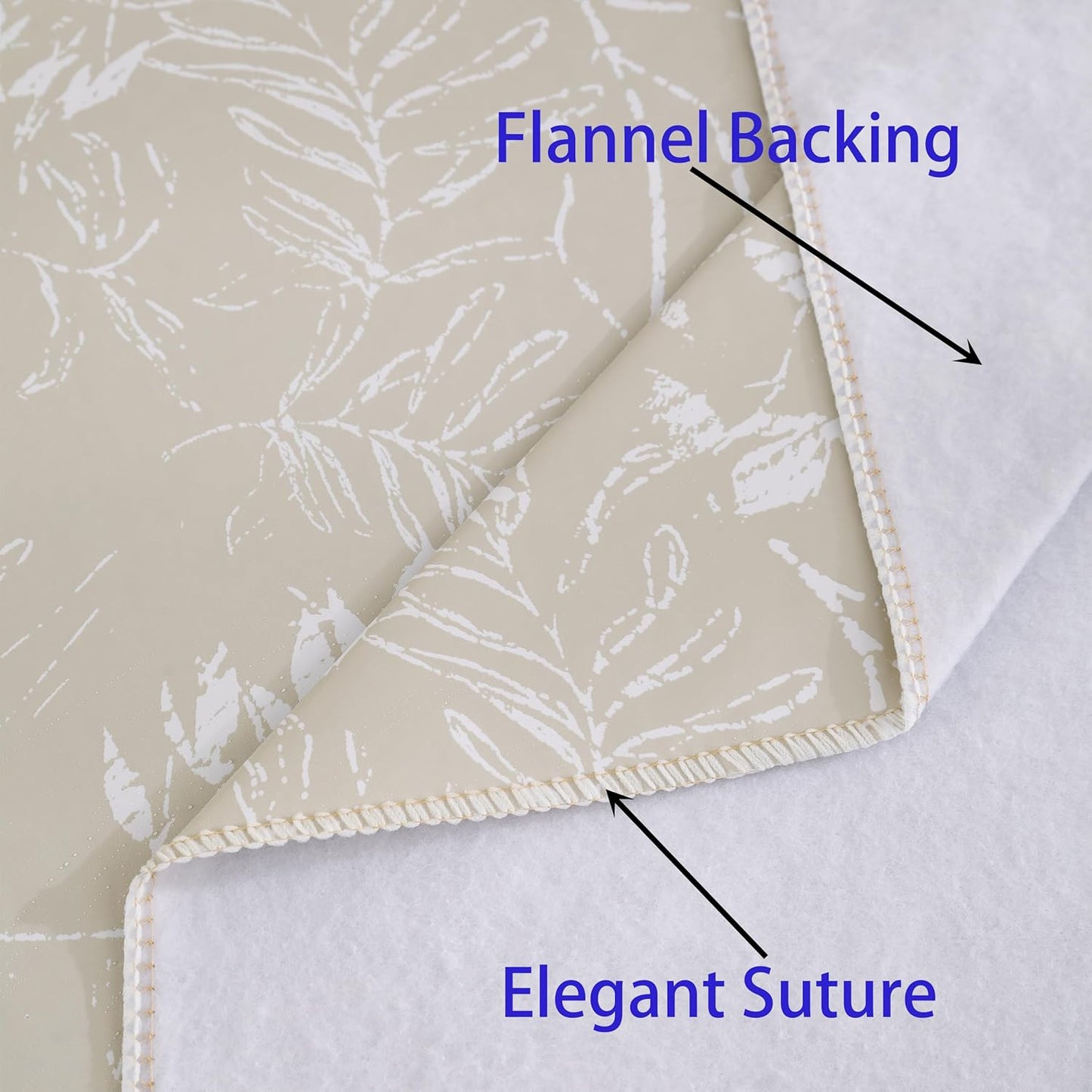 Heavy Duty Vinyl Tablecloth with Flannel Backing Waterproof Oil-Proof Plastic Table Cloth Stain-Resistant Wipeable Rectangle or Square Table Cover for Indoor and Outdoor (Beige Leaf,54X54 Inch)