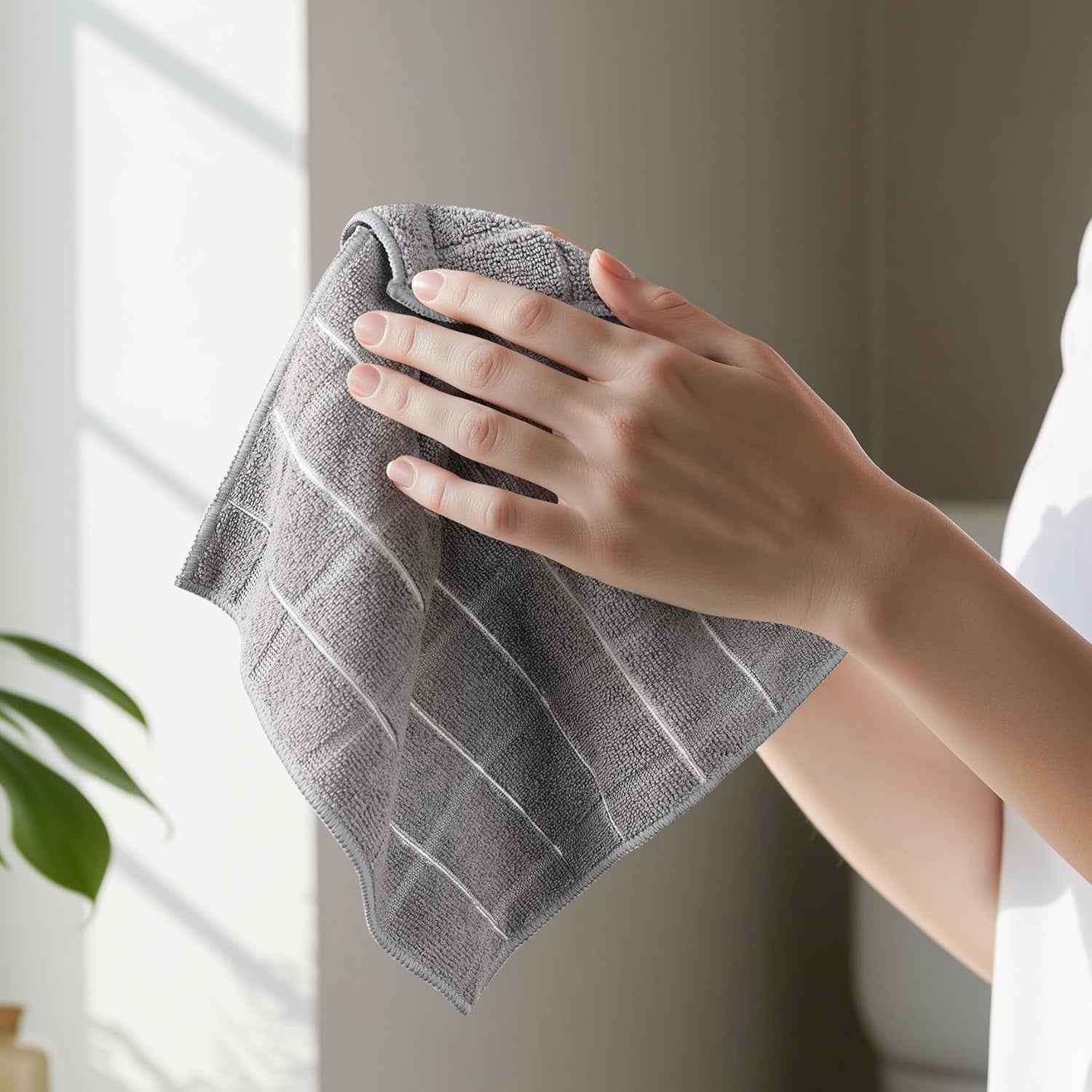 - Microfiber Kitchen Towels, Super Absorbent 12 X 12 Inches, Durable, Soft, and Lint Free Dish Towels, Ideal for Cleaning Dishes, Pans, and Kitchen Appliance (8 Pack, Grey)