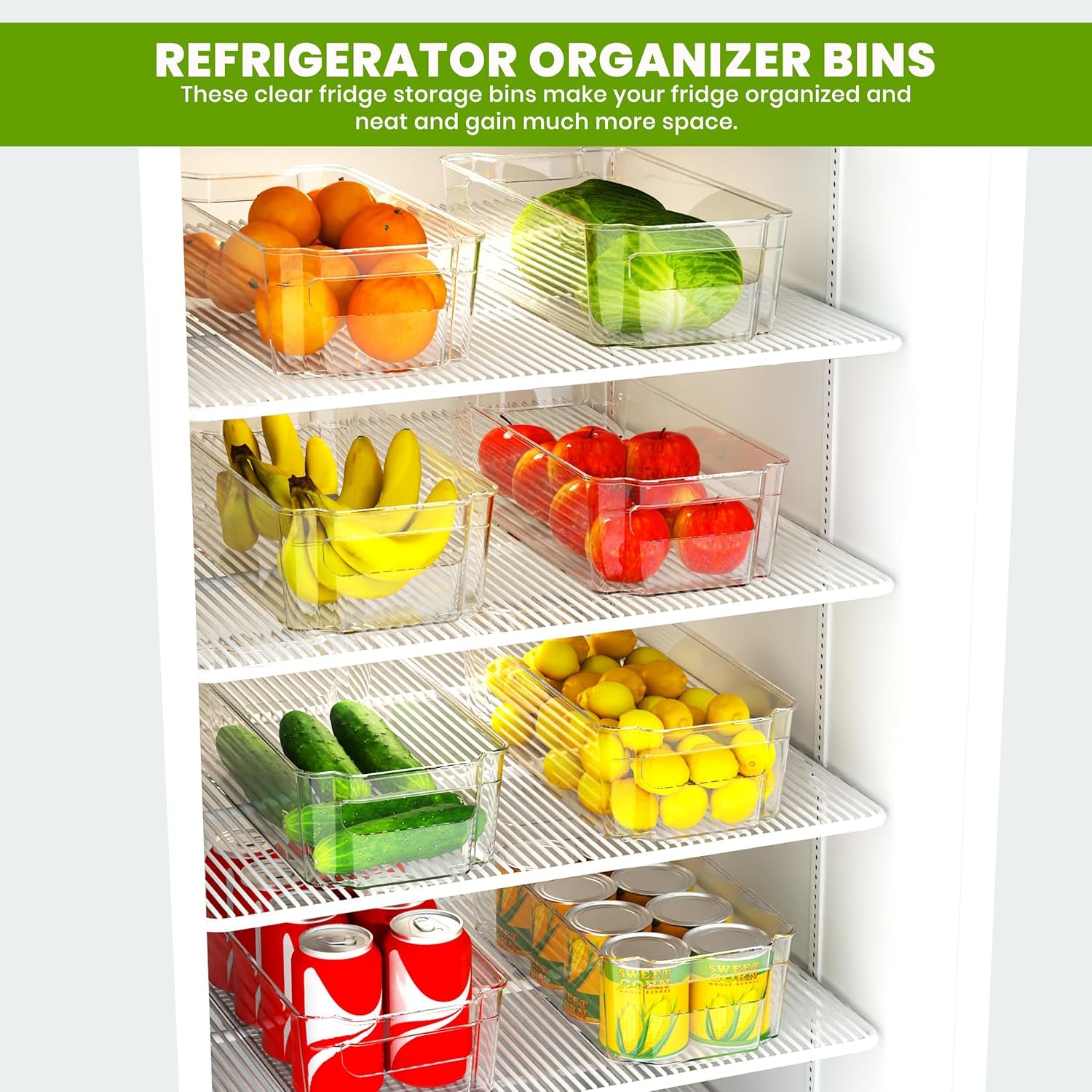- Fridge Organizer Bins - Refrigerator Organizing Bins - Pantry Organizers & Storage - Stackable for Home & Kitchen Pantry Organization - Clear Plastic Containers (8 Pack)