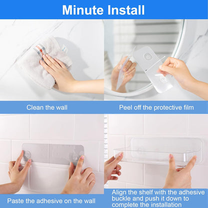 2 Pack Shower Caddy Adhesive for Replacement, Strong and Durable Adhesive Shelf, No Drilling Hang Walls Adhesive Bathroom Shelves(For Long and Big Shelf 10.5 * 2.8 Inch