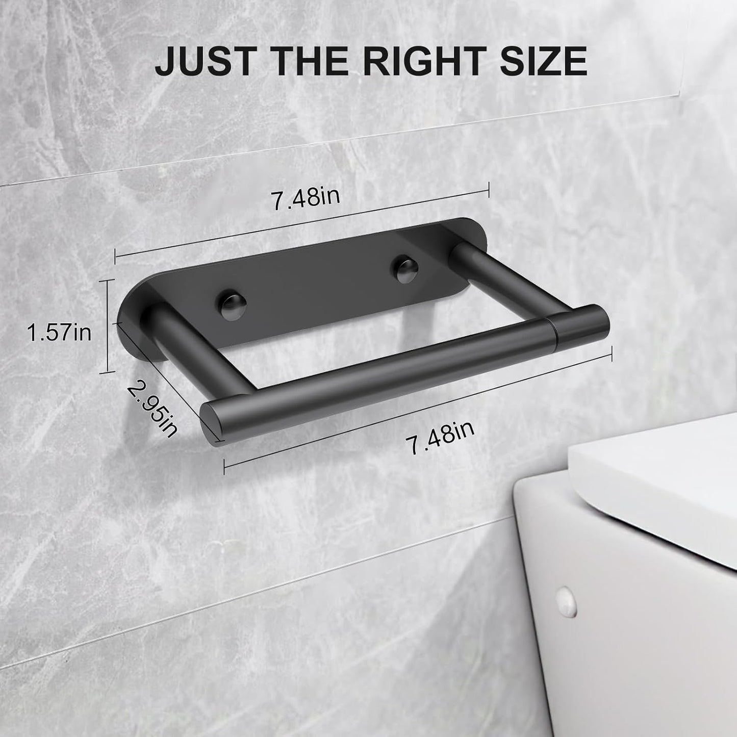 Toilet Paper Holder Adhesive or Screw-In Matte Black Bathroom Toilet Paper Roll Holders Wall Mount Stainless Steel Tissue Holder for Bathroom Hardware Accessories