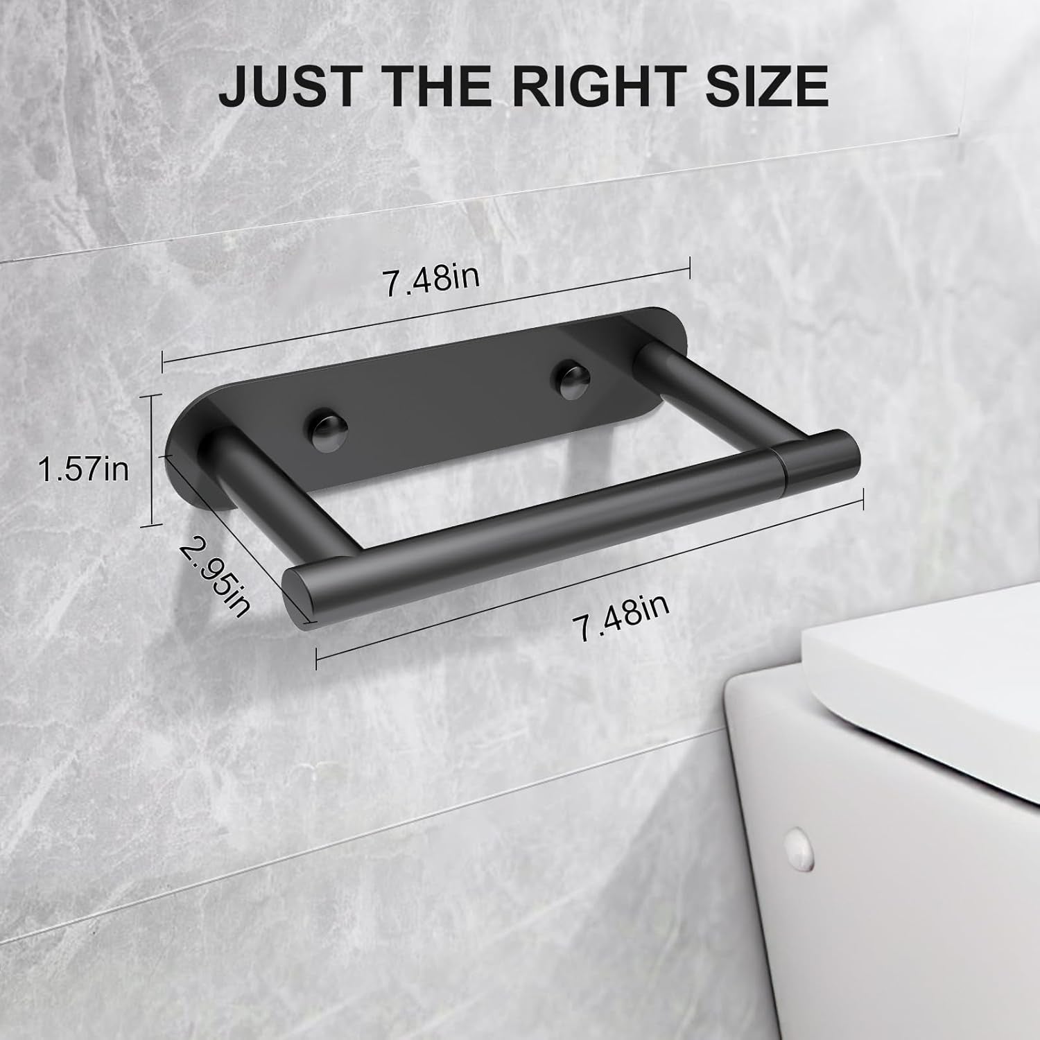 Toilet Paper Holder Adhesive or Screw-In Matte Black Bathroom Toilet Paper Roll Holders Wall Mount Stainless Steel Tissue Holder for Bathroom Hardware Accessories