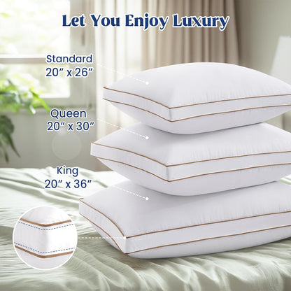 ® Goose Feather down Pillows, Soft Fluffy Luxury Hotel Collection Pillows King Size Set of 2, 100% Cotton Cover, Medium Firm Bed Sleeping Pillow for Back, Stomach or Side Sleeper.