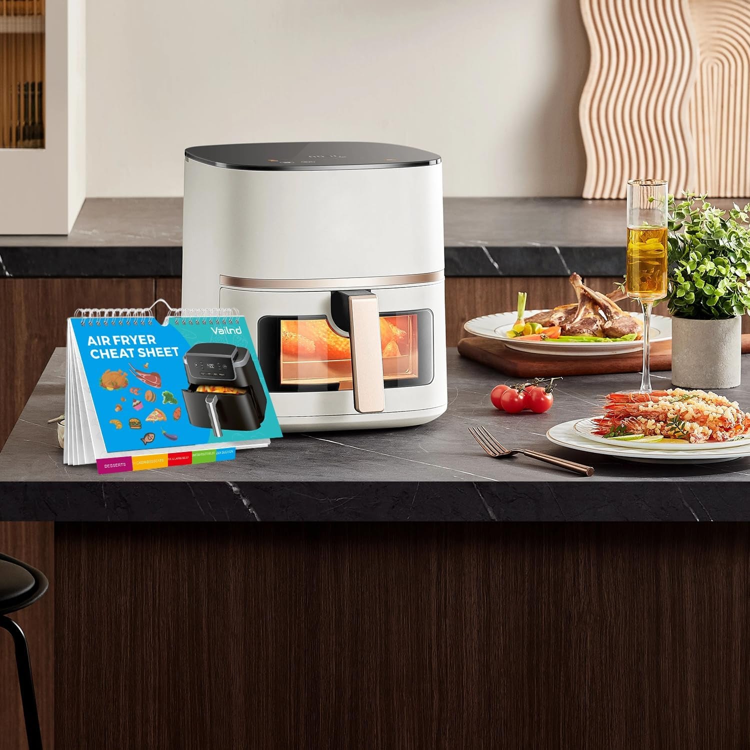 Air Fryer Cheat Sheet Magnets Cooking Guide Booklet - Air Fryer Cooking Guide - Air Fryer Accessories Cookbook Kitchen Gadgets - 2025 Air Fryer Quick Reference Cooking Times Chart for Frying