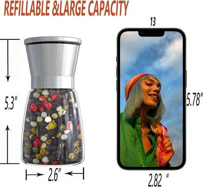 Original Stainless Steel Salt or Pepper Grinder - Top Spice Mill with Ceramic Blades, Brushed Stainless Steel and Adjustable Coarseness by Pepper Grinder （Single Package）