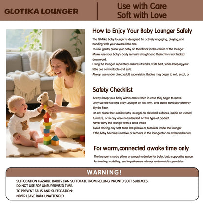 Infant Lounger and Travel Pillow with Memory Foam, Versatile Foldable Design, Adorable Pattern Cover, Ideal for 0-12 Months, White