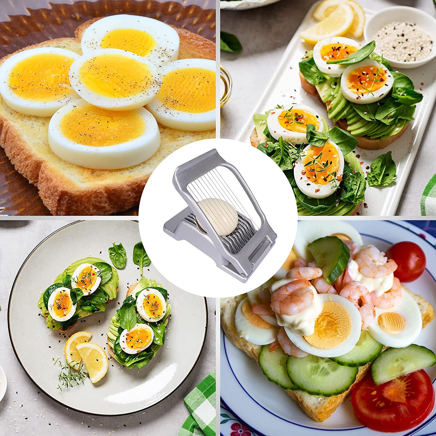 Egg Slicer for Hard Boiled Eggs Egg Cutter Strawberry Slicer Heavy Duty Aluminium Tomato Slicer Stainless Steel Wire Multipurpose Egg Slicer Dicer for Soft Fruit Mushroom Home Use