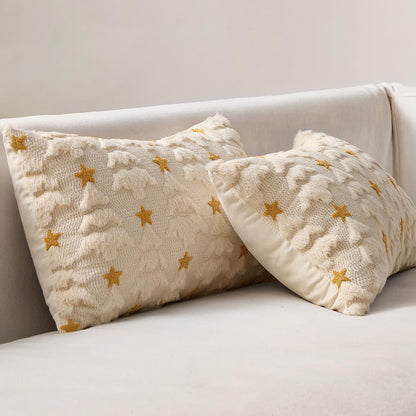 Christmas Pillow Covers 12X20 Inch Set of 2, Beige Christmas Tree Plush Faux Fur Pillowcases Soft Decorative Throw Pillow Cases for Couch Sofa Living Room Winter Xmas Holiday Home Decor