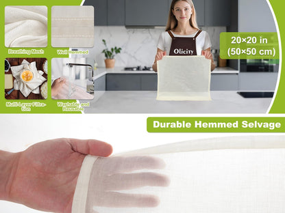 Cheese Cloths, 6PCS, Grade 100,20X20Inch Hemmed Cheese Cloth Fabric Reusable Fine Mesh Cloth, 100% Cotton Unbleached Precut Muslin Cheesecloth for Straining, Cooking, Yogurt, Juicing