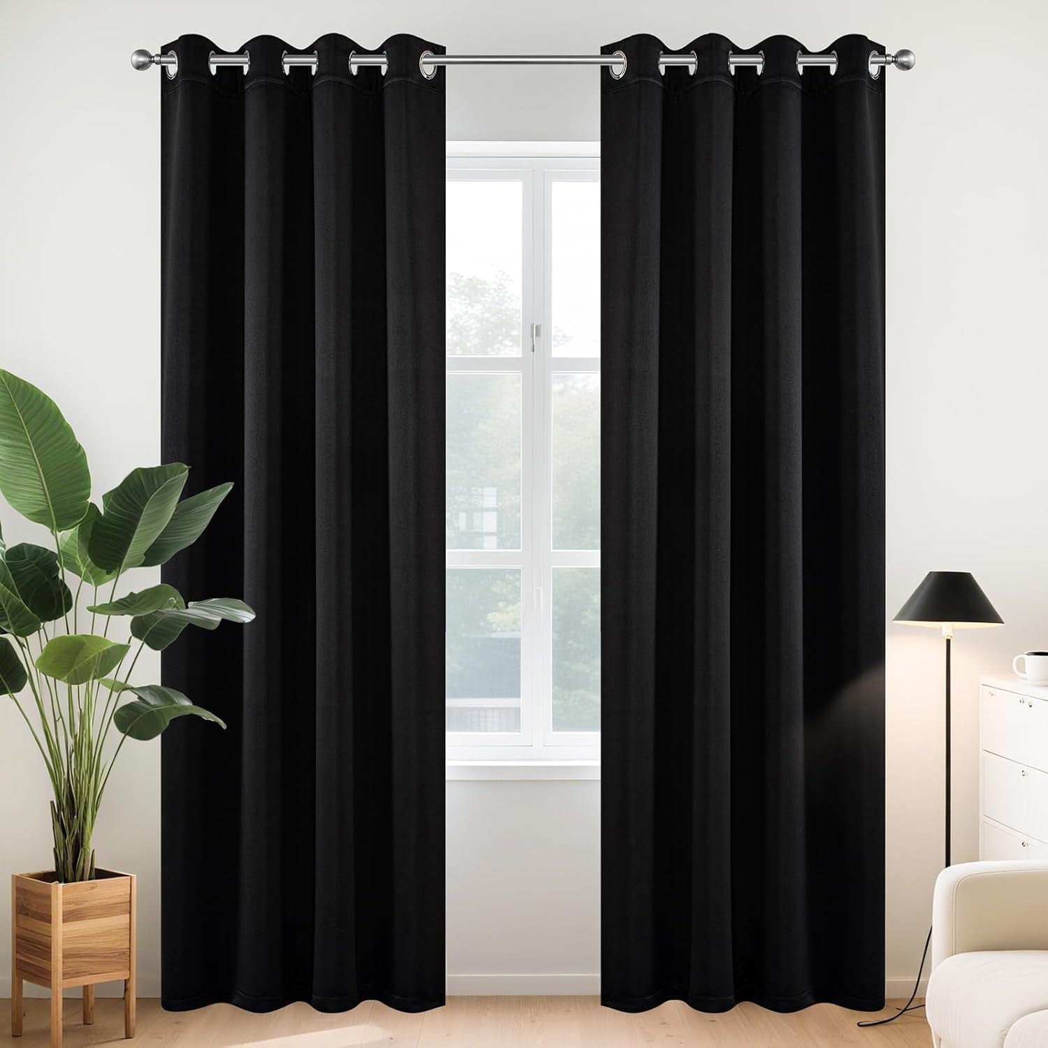 84-Inch Thermal Insulated Blackout Curtains for Bedroom - Room Darkening Light Blocking Drapes with Grommets, Noise Reduction & Wrinkle-Free Design, Set of 2 Panels for Living Room Windows
