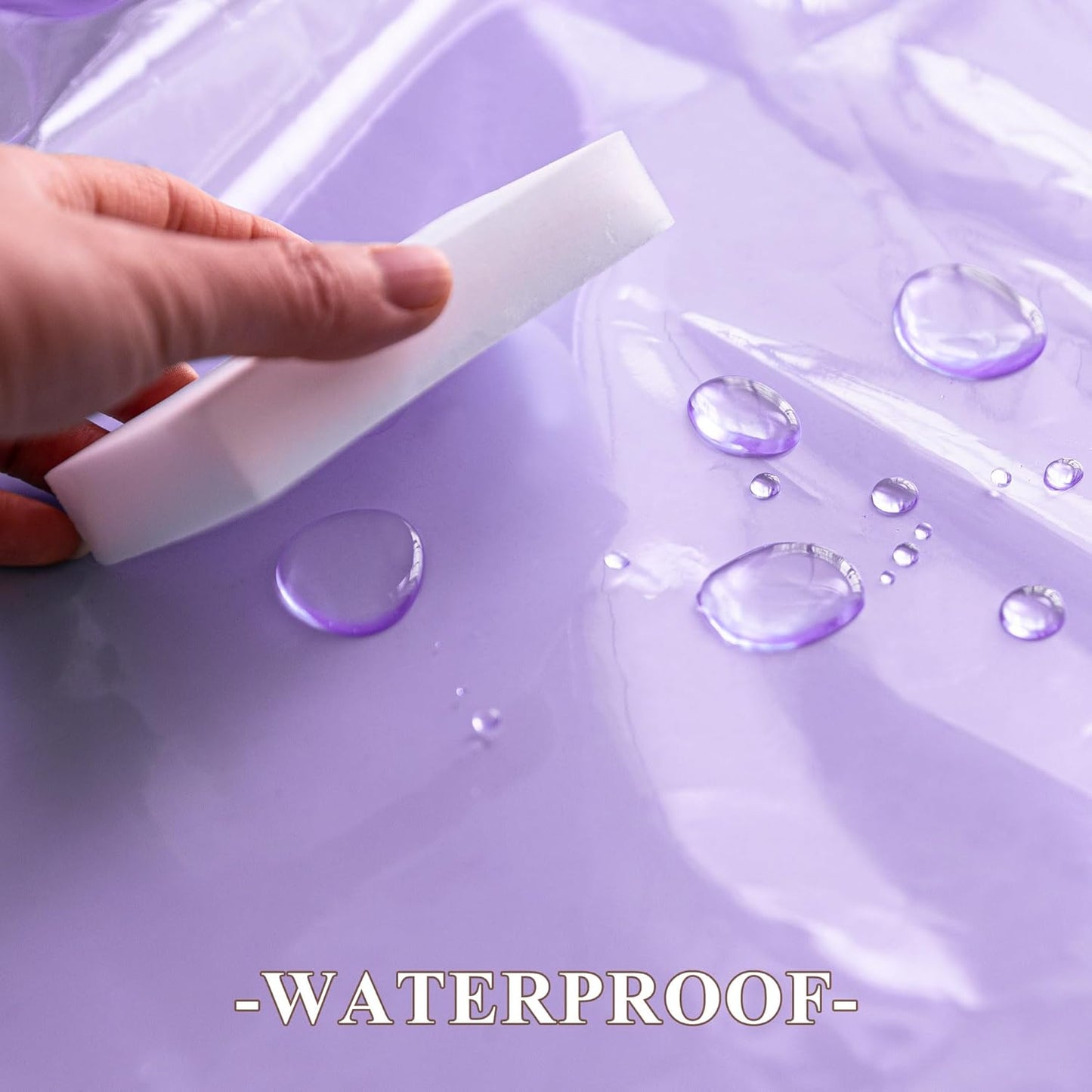 No Hook Clear Lavender Shower Curtain or Liner - Soft EVA 10G Extra Heavy Duty Shower Curtain with 3 Magnets for Bathroom, Standard Size 71" X 74", Clear Lavender