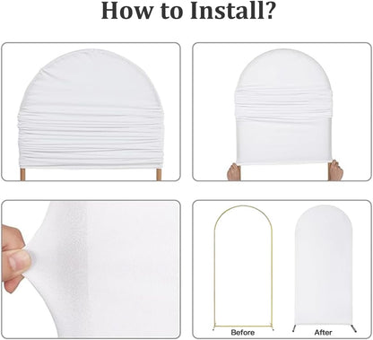 White Wedding Arch Backdrop Cover Spandex 6FT Fitted Stretchy Chiara Arches Stand Covers for Birthday Party Bridal Baby Shower Ceremony Banquet Decoration