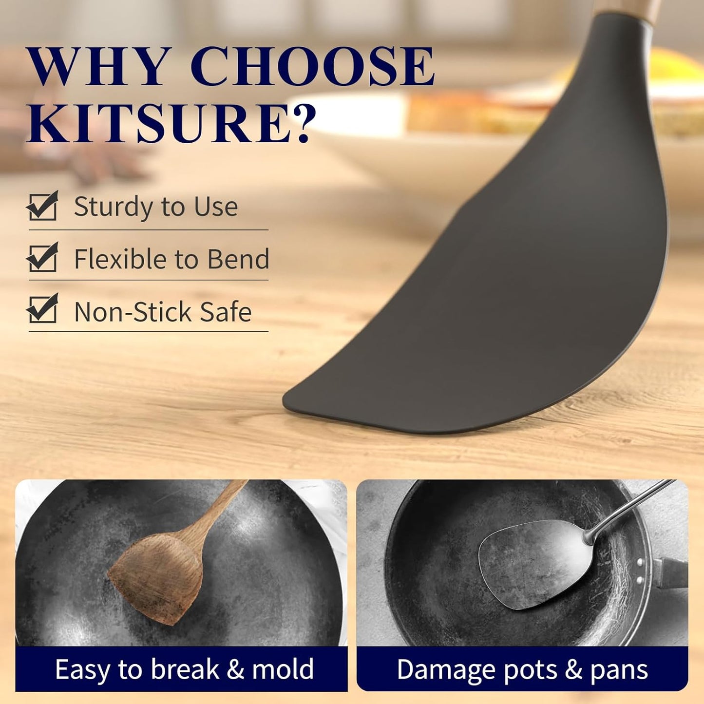 Kitchen Utensils Set - 30 PCS, Silicone Cooking Utensils Set with Holder, 446℉ Heat-Resistant Silicone Kitchen Utensils Set with Wooden Handle for Non-Stick Cookware, Black