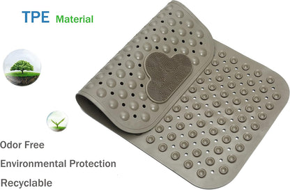 Bath Tub Mat Shower Mat Non Slip Bathtub Mats with Suction Cups Bath Mat for Tub Bathroom Mats 28" X 16" Machine Washable (Light Brown)