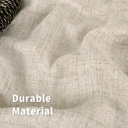 Small Linen Curtains 36 Inch Length for Cafe, Semi Sheer Half Textured Drapes with Rod Pocket Back Tab Rustic Light Filtering for Bathroom Kitchen Window over Sink, 2 Panels Set, 42 X 36 Inch