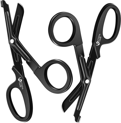 Medical Scissors Pack of 2, Stainless Steel EMT Trauma Shears for Nurses, Bandage Scissors with Stainless Steel Blades, All Purpose Surgical Shears, Black