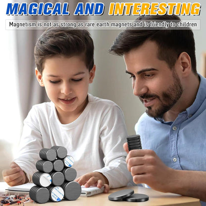 100 Pack Ceramic Magnets for Crafts, Small round Disc Crafts Magnets with Adhesive Backing, Flat Circle Ferrite Industrial Magnets for Refrigerator, DIY, Crafts, Classroom,Science Projects (18X5Mm)