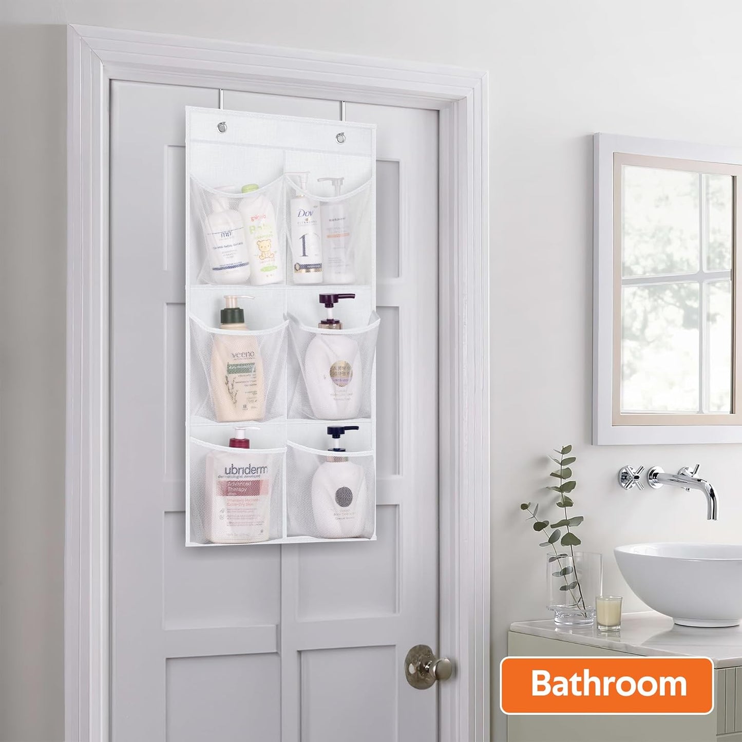 2 Packs Narrow over the Door/Wall Shoe Organizer Cruise, Small Hanging Shoe Rack for Closet with Clear Mesh Pocket for Bathroom, RV, Pantry, Camping (White)