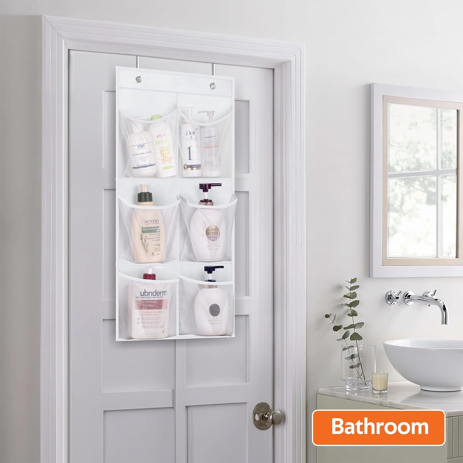 2 Packs Narrow over the Door/Wall Shoe Organizer Cruise, Small Hanging Shoe Rack for Closet with Clear Mesh Pocket for Bathroom, RV, Pantry, Camping (White)