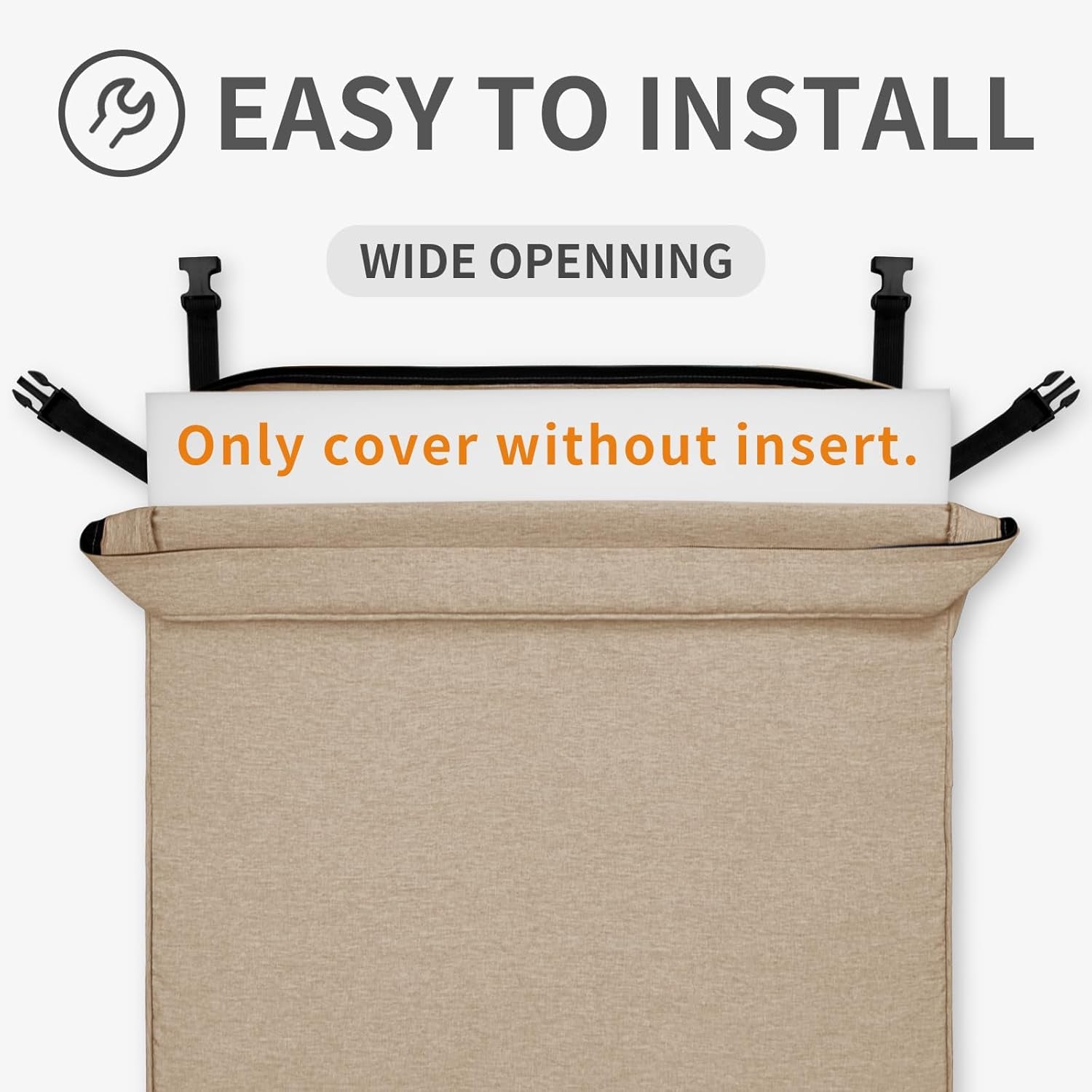 Patio Cushion Covers 24X24X4 Inch 4 Pack, Linen Look Outdoor Water Resistant Chair Seat Cushion Slipcover with Zipper for Outdoor Furniture, Covers Only! Beige