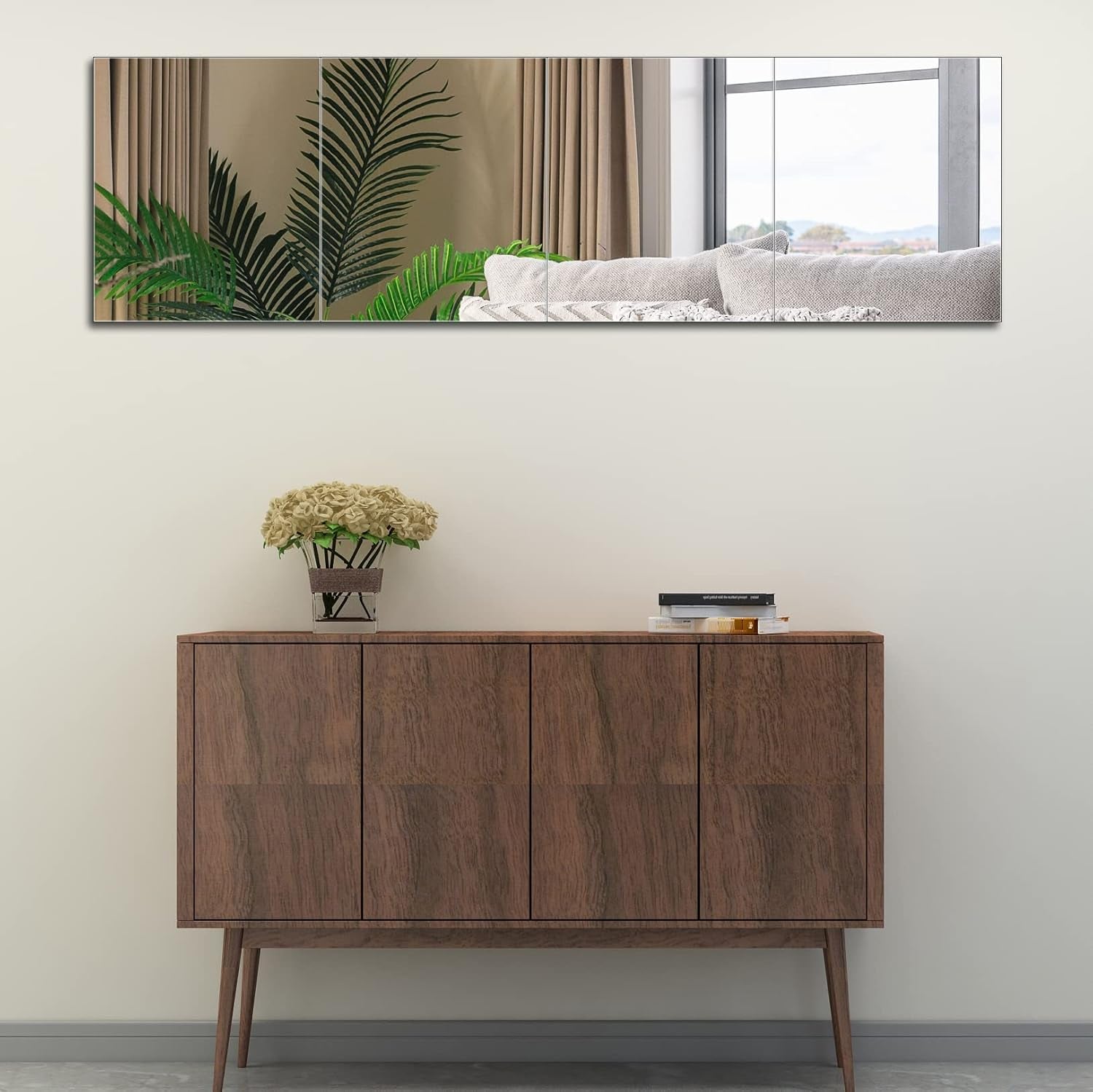 Full Length Wall Mirror Tiles, Gym Mirrors 12" X 15" X 4Pcs Square Wall Mounted Mirror, Frameless Mirror Tiles for Home Gym, Bedroom, Door