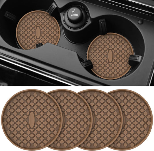 Car Cup Coasters [4 Pack] Silicone Car Coasters/Cup Mats, Non-Slip Recessed Car Interior Accessories Coffee