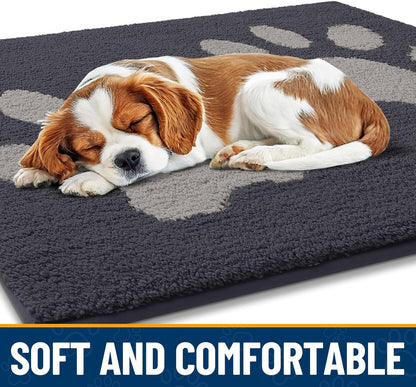 Dog Door Mat for Muddy Paws 30X20, Dirt Trapper Non Slip Washable Indoor Doormats, Absorbent Entryway Carpet for inside Floor, Dark Grey