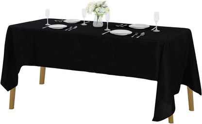 Rectangle Tablecloth 60X102 Inch Washable Polyester Fabric Table Cloth for Wedding Party Dining Banquet Decoration（60X102, Black）