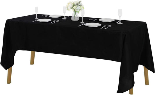 Rectangle Tablecloth 60X102 Inch Washable Polyester Fabric Table Cloth for Wedding Party Dining Banquet Decoration（60X102, Black）