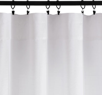 2 Panels White Curtains 24 Inch Length Tier Curtain, Faux Linen Textured Small Cafe Curtains, Light Filtering Short Camper Curtain for RV Window Bathroom, 30X24 Inch, 2PCS