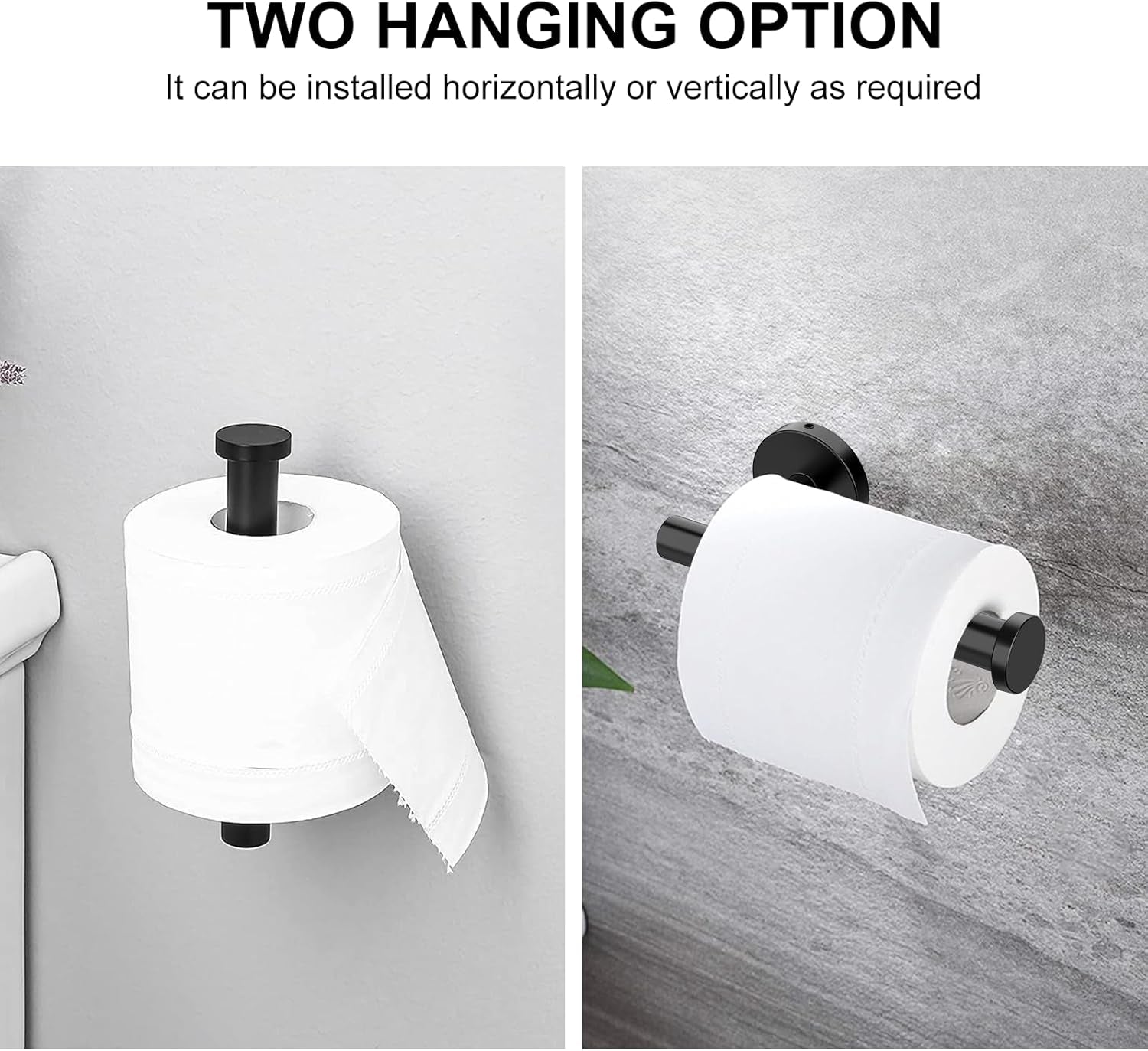 Towel Holder for Bathroom Wall Matte Black Bathroom Toilet Paper Roll Holders 304 Stainless Steel Shower Towel Hooks 4 Packs