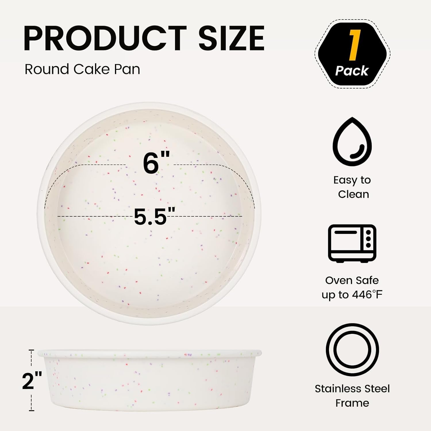 6 Inch Silicone round Cake Pan with Metal Reinforced Frame, Nonstick Silicone Springform Pan for Baking Suitable for Making Layers, Cheese & Chocolate Cakes
