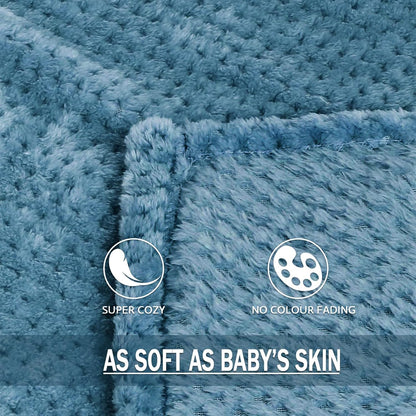 Extra Large Fleece Throw Blanket - Super Soft and Warm Waffle Textured Blanket for Couch, Sofa, and Bed (Slate Blue, 50X70 Inches)