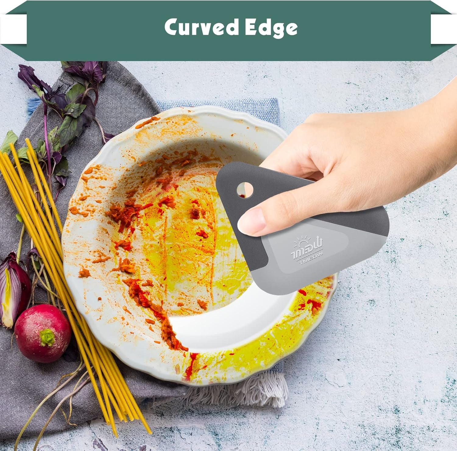 Pan and Pot Scraper, Nylon and Soft Silicone 2 in 1 Kitchen Dish Scraper