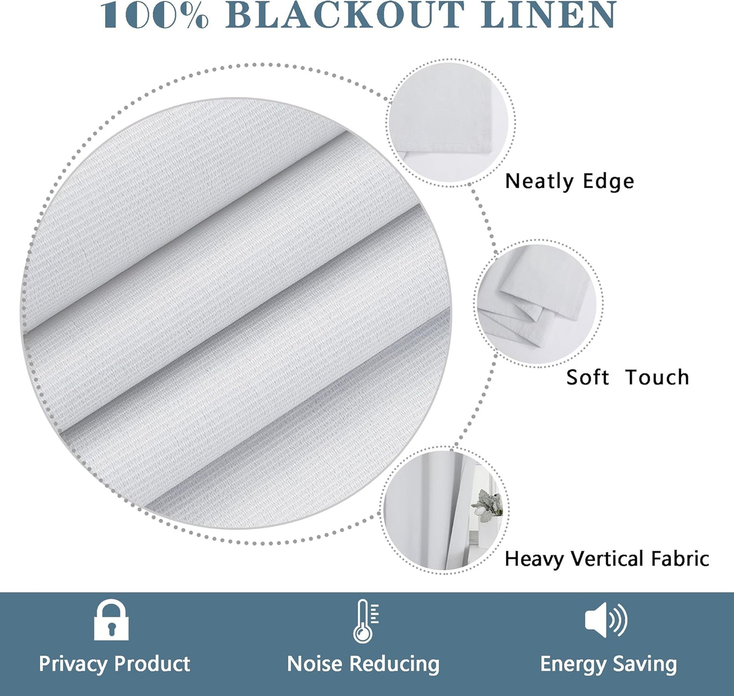 2 Panels 100% Blackout Curtain Liners with 13 Rings, 100% Darkening Blackout Liner for 63 Inch Curtains, Each 40" Wx58 L, 2 Liners per Set with 14 Pieces Rings