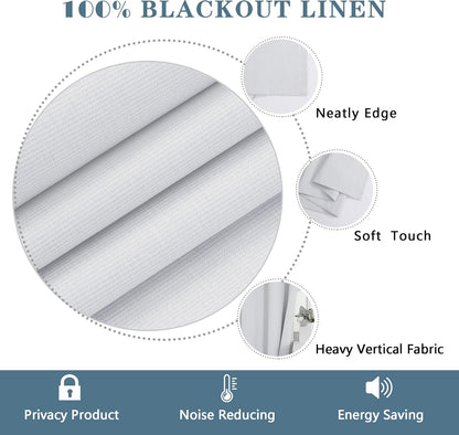 2 Panels 100% Blackout Curtain Liners with 13 Rings, 100% Darkening Blackout Liner for 63 Inch Curtains, Each 40" Wx58 L, 2 Liners per Set with 14 Pieces Rings
