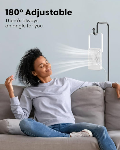 USB Desk Fan, Strong Wind Ultra Quiet Small Personal Fan with 180° Tilt Folding and 3 Speeds Adjustable, USB-C Corded Powered Mini USB Fan for Office Desktop Bedroom White, NO BATTERY
