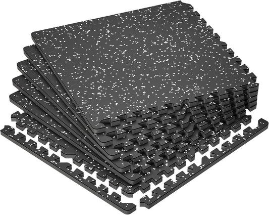 0.79-Inch Interlocking Rubber Gym Flooring Tiles for Home Fitness and Exercise Equipment Protection