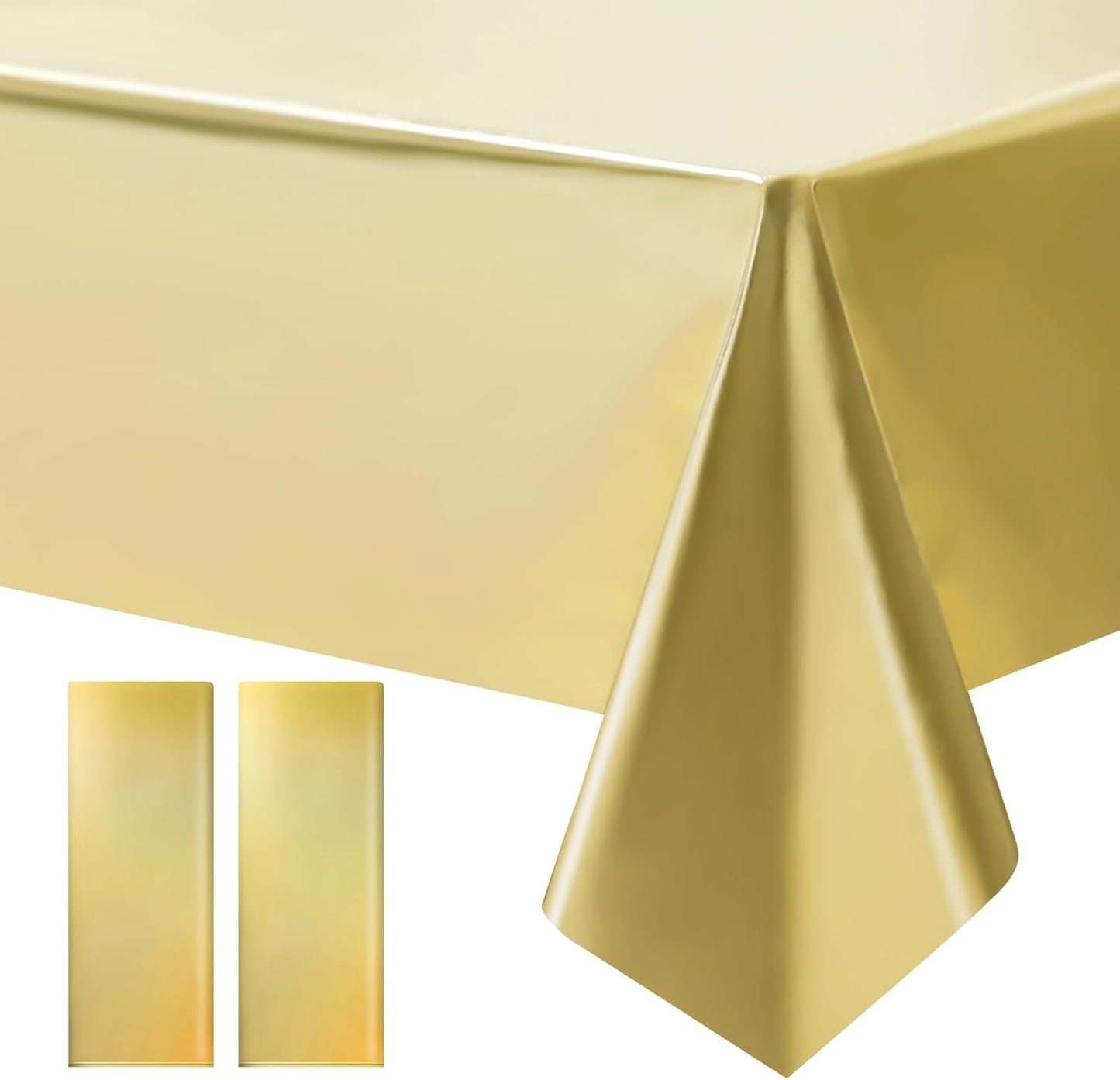 Set of 2 Gold Plastic Tablecloths - Elegant Metallic Matte Finish, 40" x 108", Ideal for New Year, Bachelorette, Wedding, Graduation, Birthday, and Anniversary Celebrations