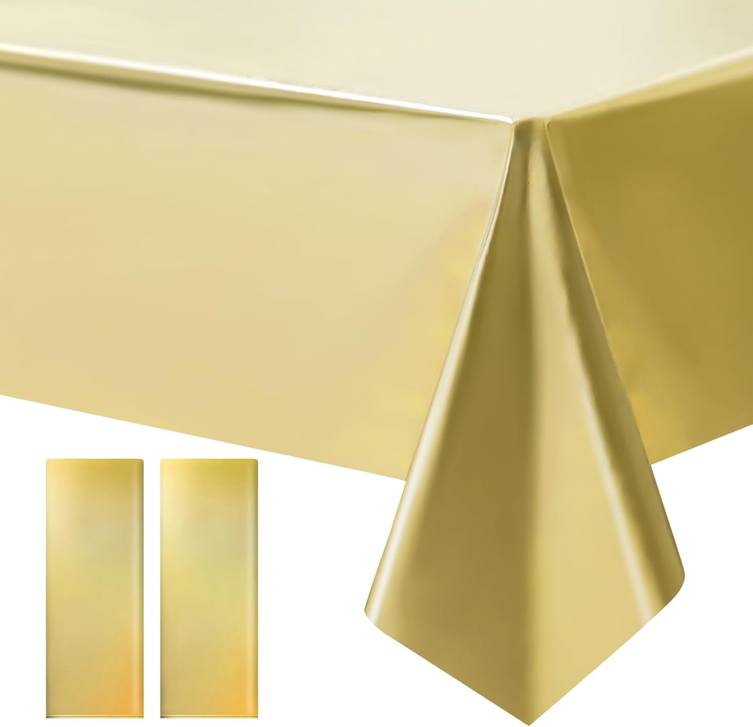 Set of 2 Gold Plastic Tablecloths - Elegant Metallic Matte Finish, 40" x 108", Ideal for New Year, Bachelorette, Wedding, Graduation, Birthday, and Anniversary Celebrations