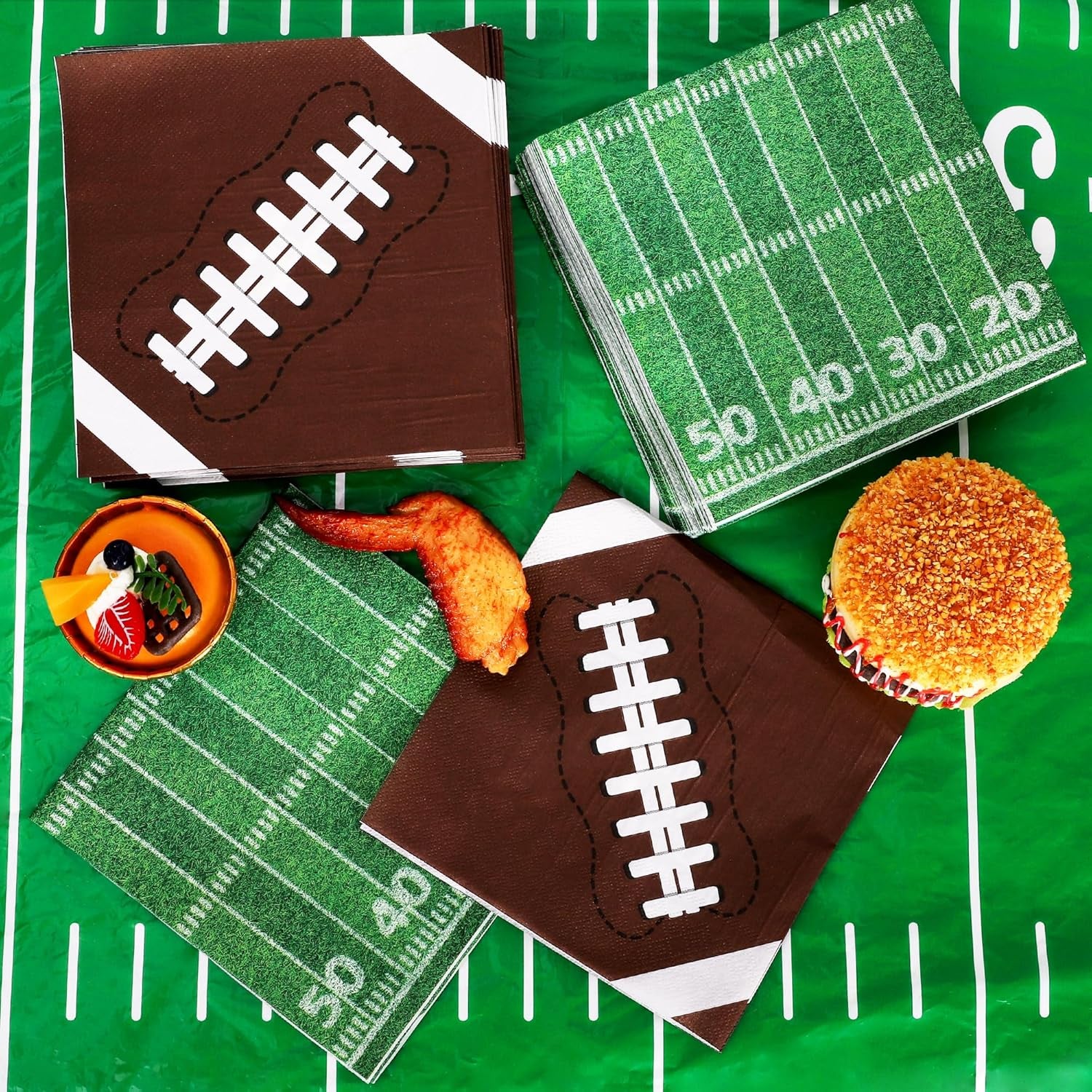 Football Party Decorations Serve 24, 99 Pcs Football Party Supplies, Disposable Football Dinner Plates Football Dessert Plates Napkins Cups Tablecloth Banner for Game Day Party Favors Decor