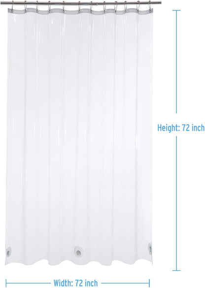 12 Gauge Heavy Duty Crystal Clear Thick Shower Curtain Liner and 72X72 Inches PEVA 3G Shower Curtain Liner