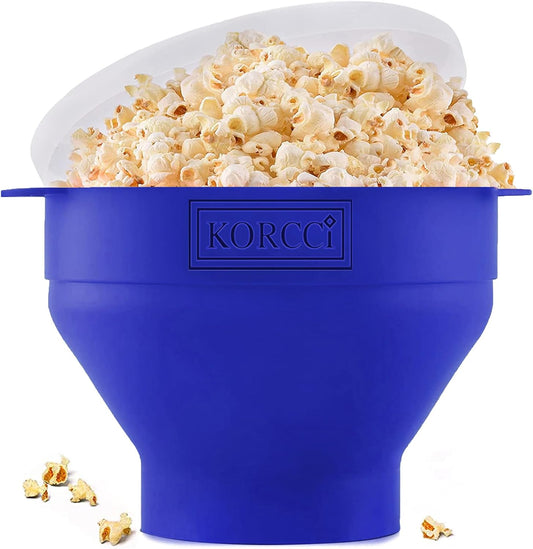 The Original  Microwaveable Silicone Popcorn Popper, Microwave Popcorn Popper, Collapsible Microwave Popcorn Maker Bowl, No Oil Required, Use in Microwave, Dishwasher Safe (Blue)