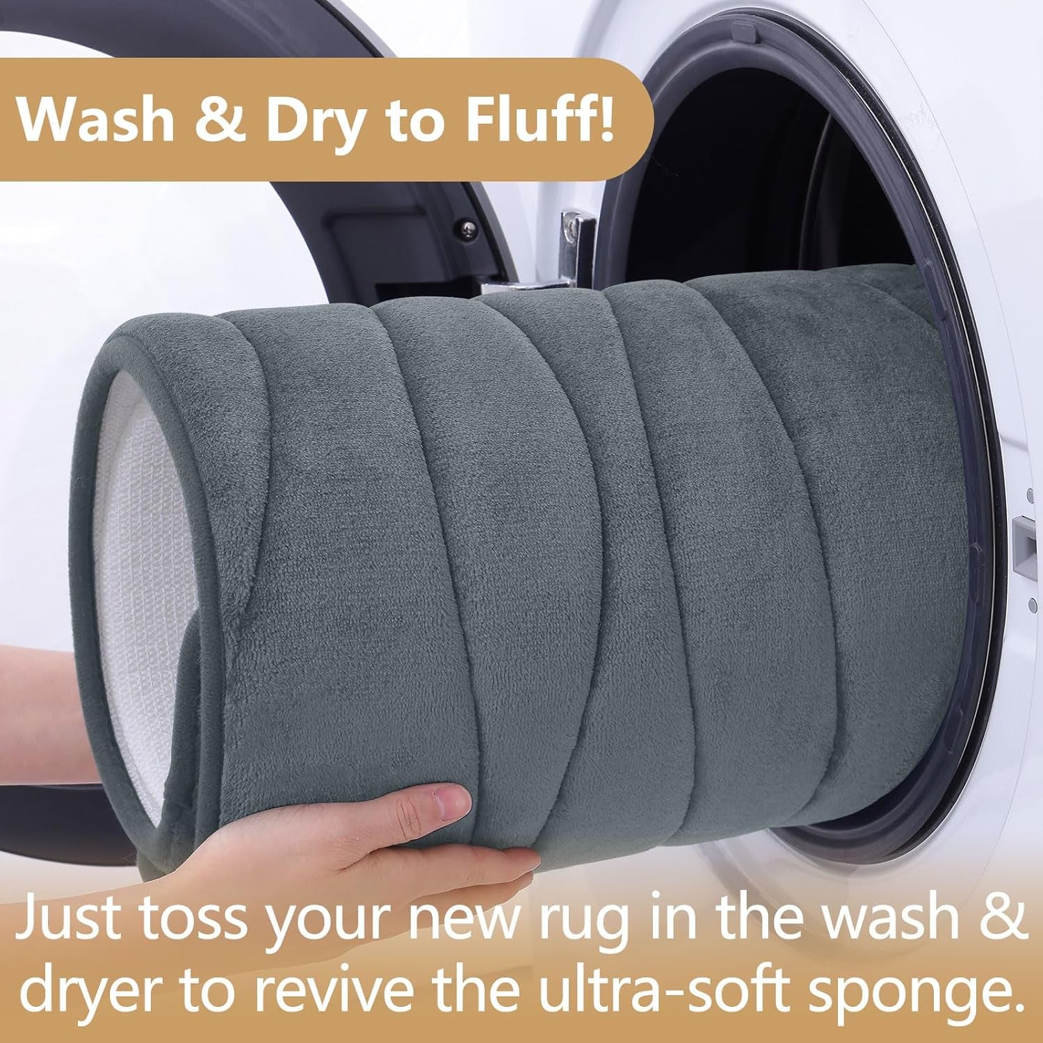 Memory Foam Bathroom Rug Mat 24X16, Extra Soft and Absorbent Bath Mats, Non-Slip and Machine Washable Bath Rugs for Bathroom Floor,Tub and Shower, Dark Grey