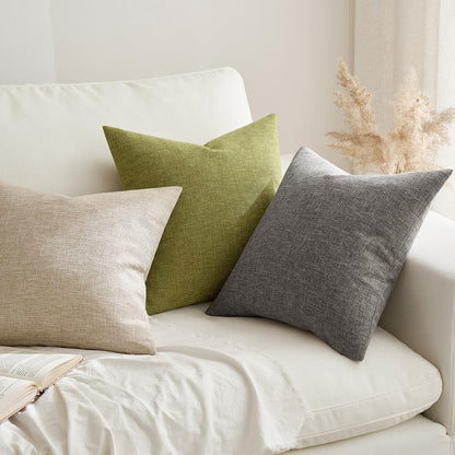Pack of 2 Decorative Farmhouse Linen Pillow Covers Rustic Boho Accent Outdoor Couch Throw Pillow Covers for Cushion Bed Sofa Living Room Home Decor 18X18 Inch Grey