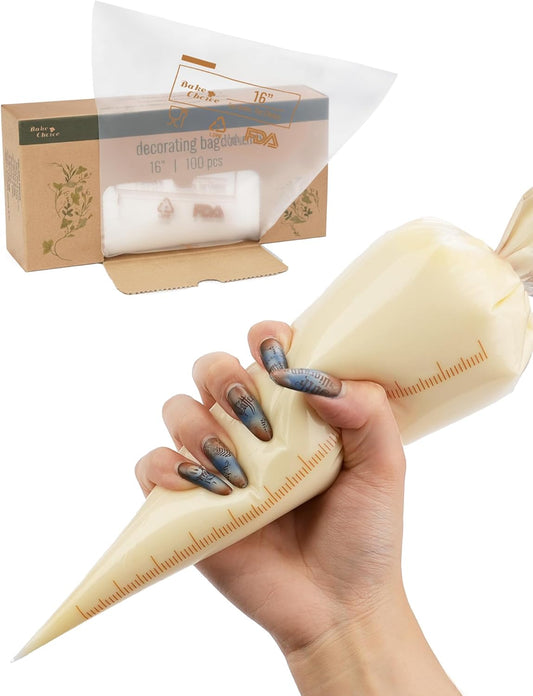 16 Inch Large Piping Bags, 100PCS Thickened Disposable Pastry Bags, anti Burst Icing Bags for Cream Frosting, Non-Slip Frosting Bags, Cake & Cookie Decorating Supplies