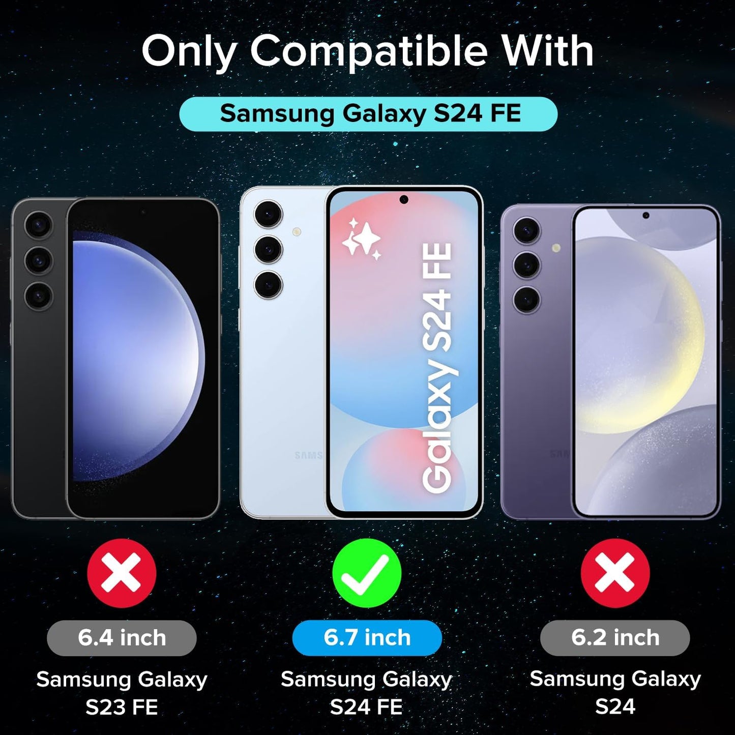 3 Pack Tempered Glass for Samsung Galaxy S24 FE 5G 6.7" 2024 Screen Protector with [Easy Installation Frame], Anti-Scratch Case Friendly Clear HD Film for Samsung Galaxy S24 FE 5G 6.7 Inch